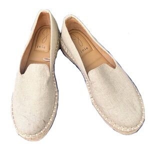 JOIE Cara Platform Espadrille Slip-in Metallic Shimmer Natural Beige Size 7